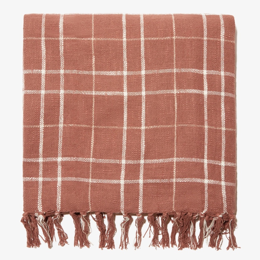 Little Korboose Woven Throw Blanket in Rust